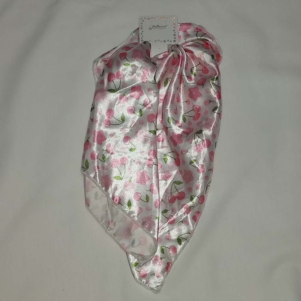 Princess Accessories Pink Floral Satin Hair Scarf